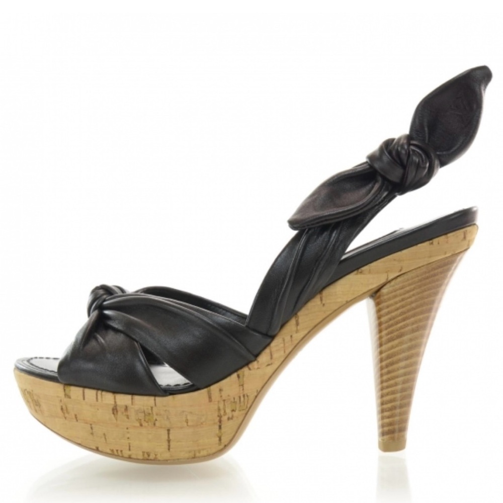 🔥🖤LV Black Leather🖤🔥 LV Porto Cervo Black Leather & Cork Sandals